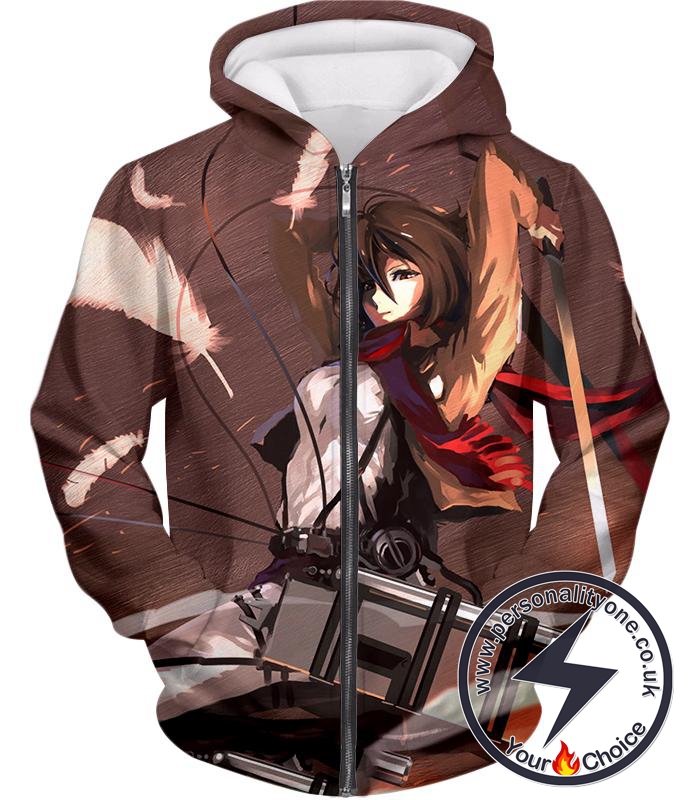 Attack on Titan The Survey Corps Emblem Black Zip Up Hoodie